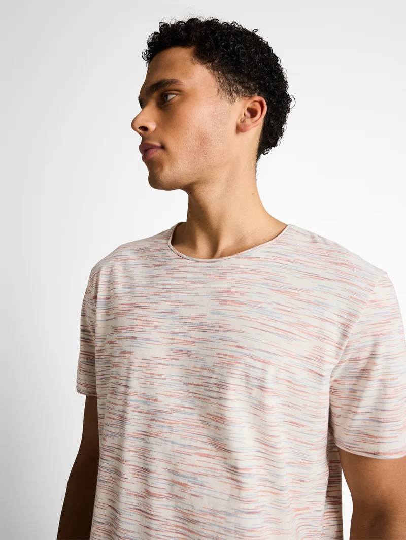 spacedye t-shirt, white orange blue multi inject