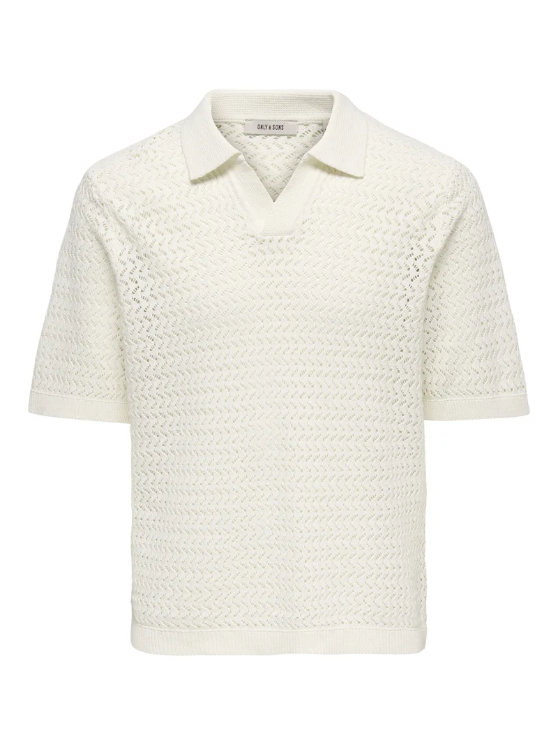 ONSNYLE 5 SS SPLIT POLO KNIT, Cloud Dancer
