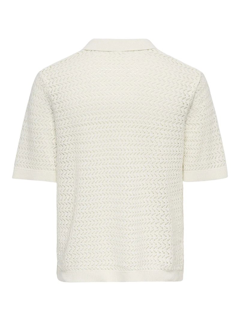 ONSNYLE 5 SS SPLIT POLO KNIT, Cloud Dancer