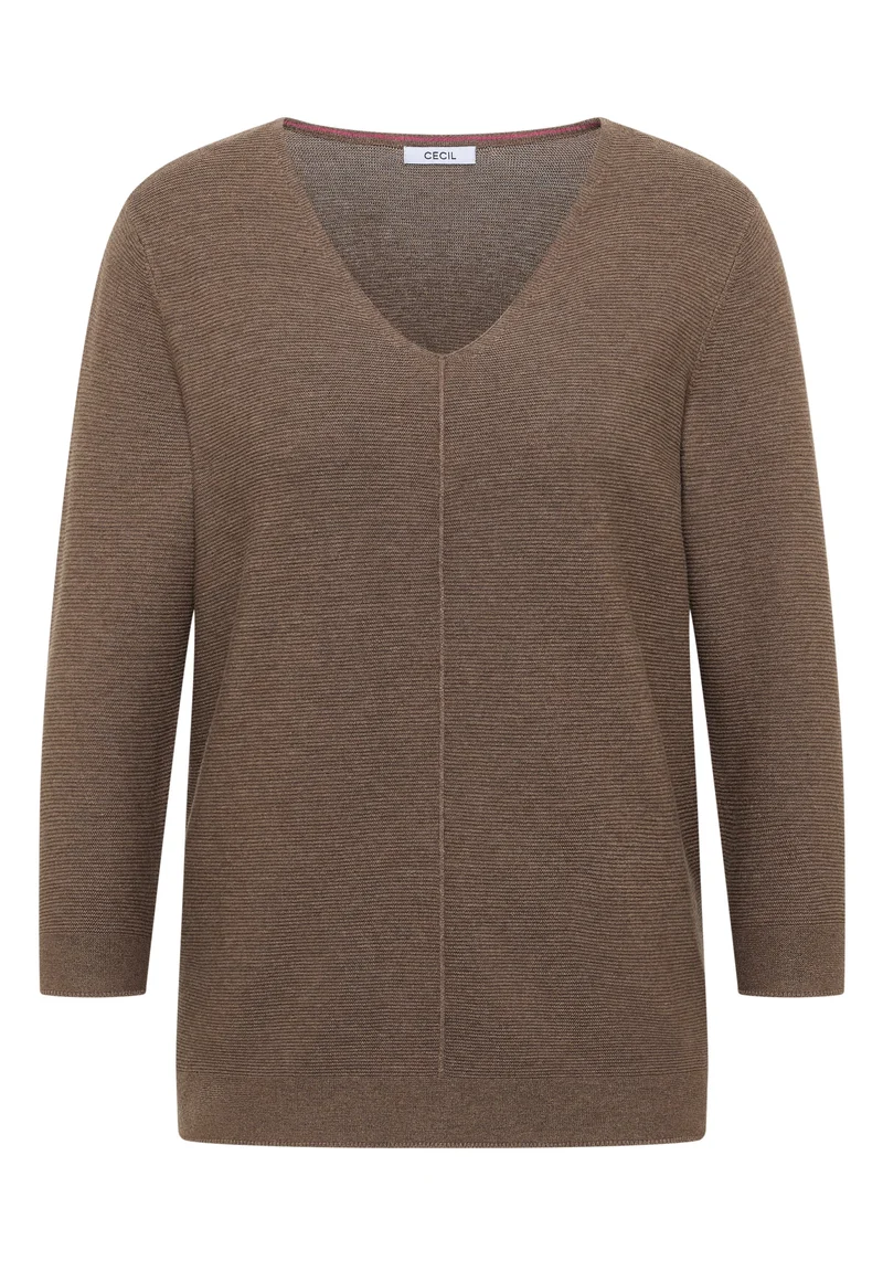 TOS_Structured V-neck, coffee taupe