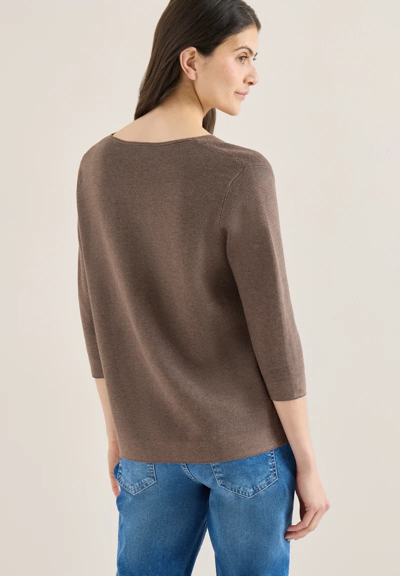 TOS_Structured V-neck, coffee taupe