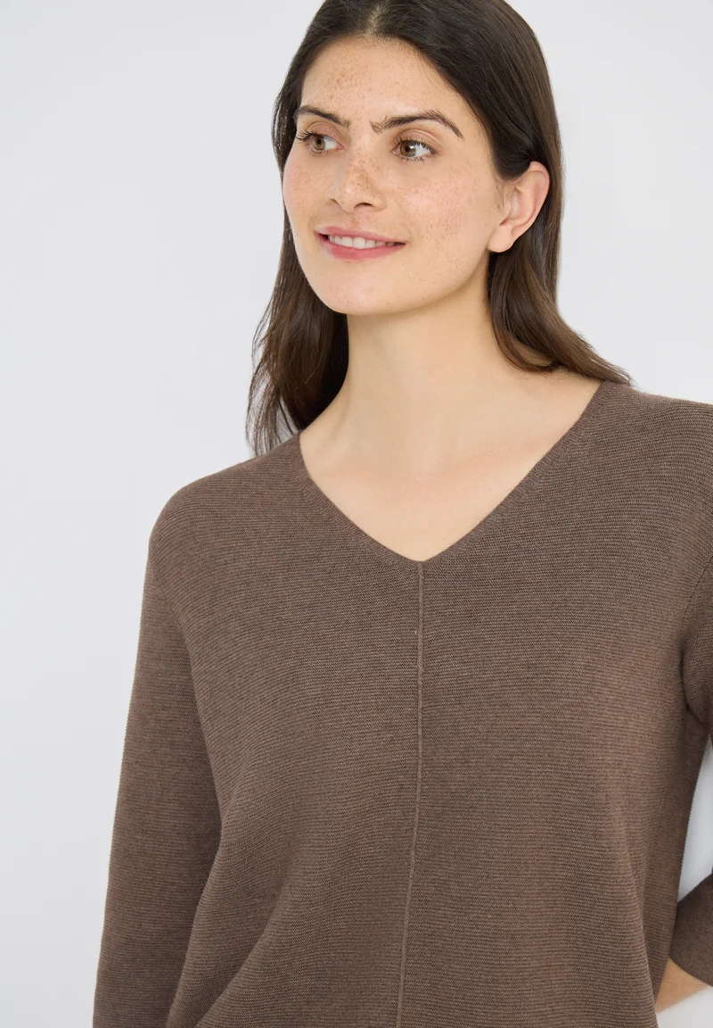 TOS_Structured V-neck, coffee taupe