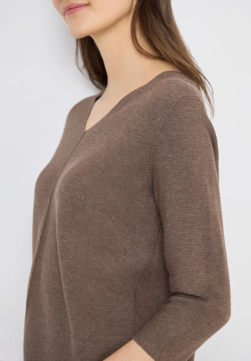 TOS_Structured V-neck, coffee taupe