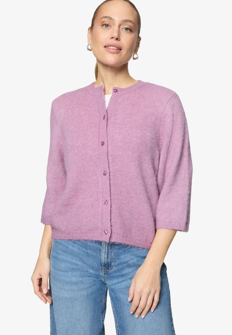 Strickjacke Kurz 3/4 Arm, Lilac Melange
