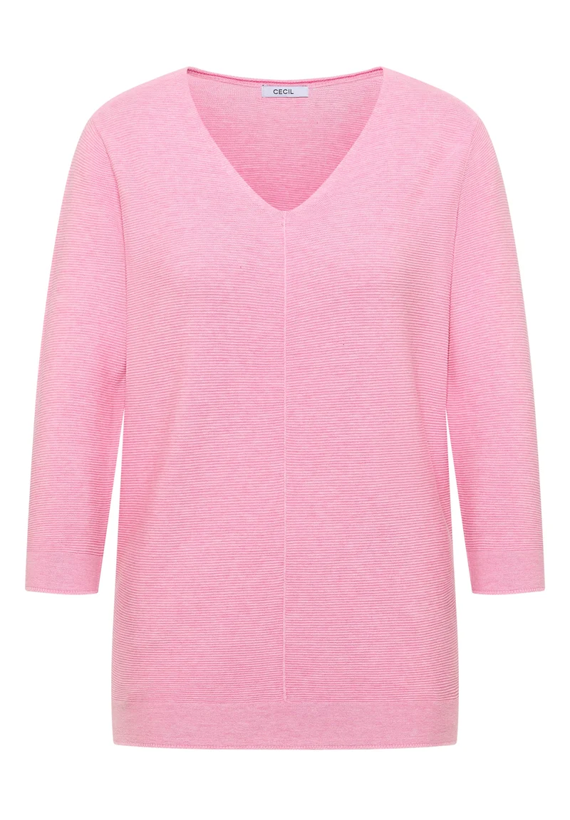 TOS_Structured V-neck, flamingo rose