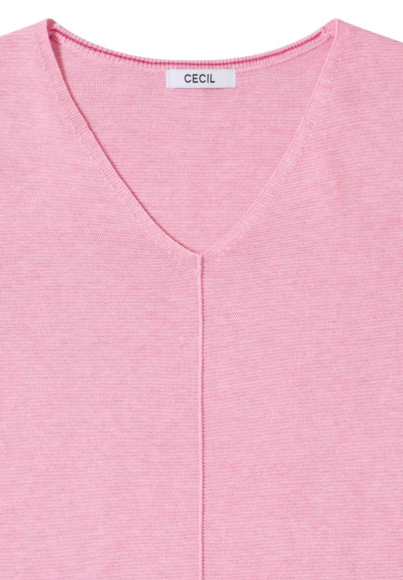 TOS_Structured V-neck, flamingo rose