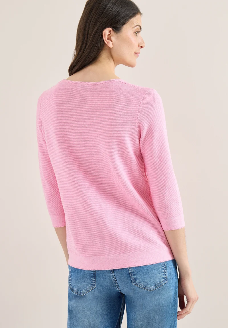 TOS_Structured V-neck, flamingo rose