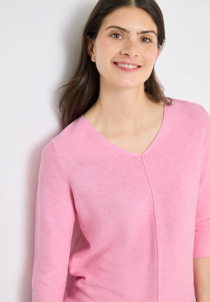 TOS_Structured V-neck, flamingo rose