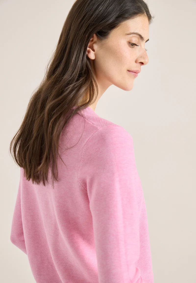 TOS_Structured V-neck, flamingo rose