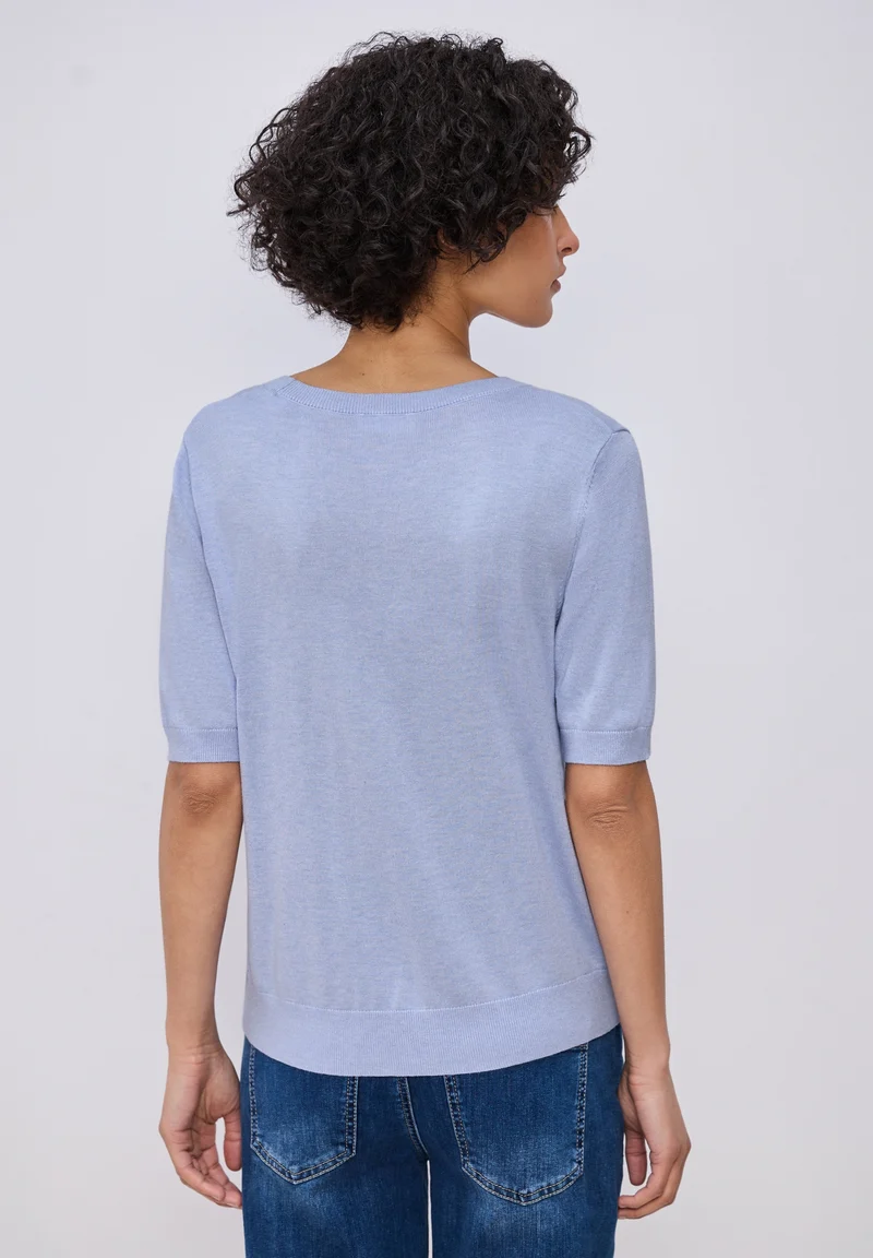 LTD_QR_short sleeve sweater, cashmere blue mel.