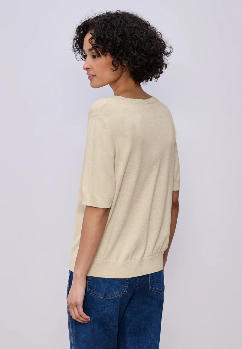 LTD_QR_short sleeve sweater, smoke beige mel.