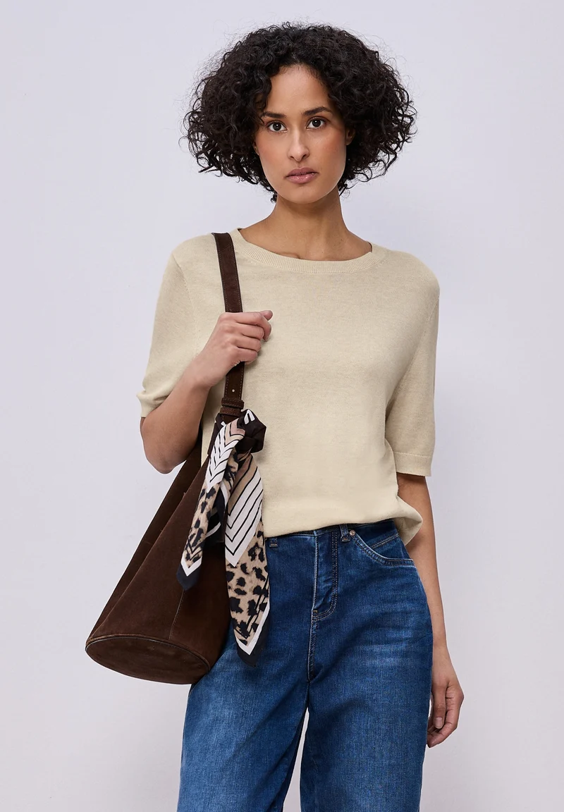 LTD_QR_short sleeve sweater, smoke beige mel.