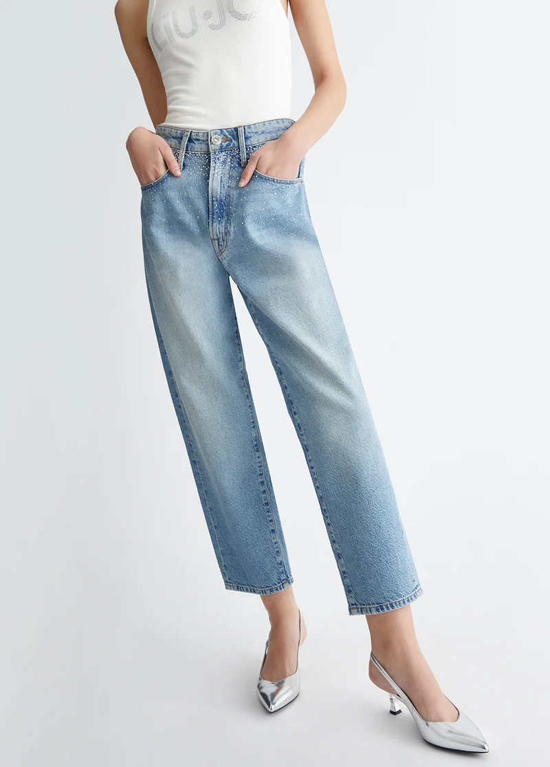 Boyfriend Jeans with Rhinestones