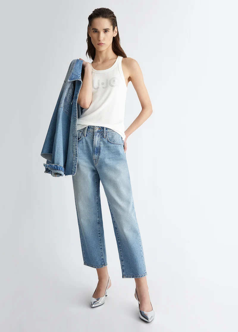 Boyfriend Jeans with Rhinestones