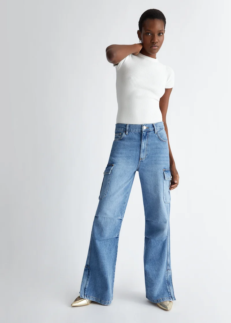 Flared Cargo Jeans