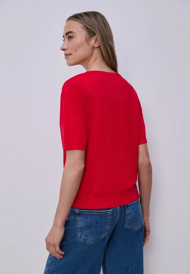 LTD_QR_short sleeve cardigan, salsa red