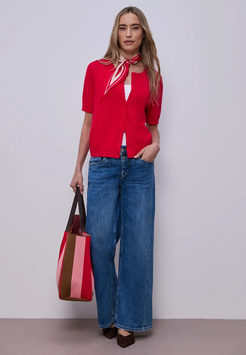 LTD_QR_short sleeve cardigan, salsa red