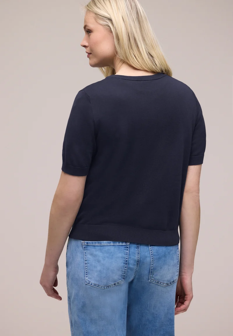 LTD_QR_short sleeve cardigan, shadowed navy