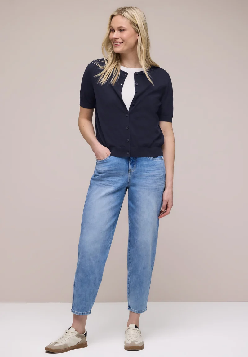 LTD_QR_short sleeve cardigan, shadowed navy