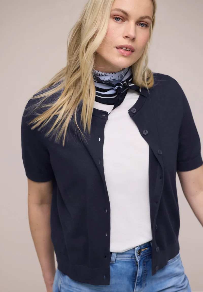 LTD_QR_short sleeve cardigan, shadowed navy