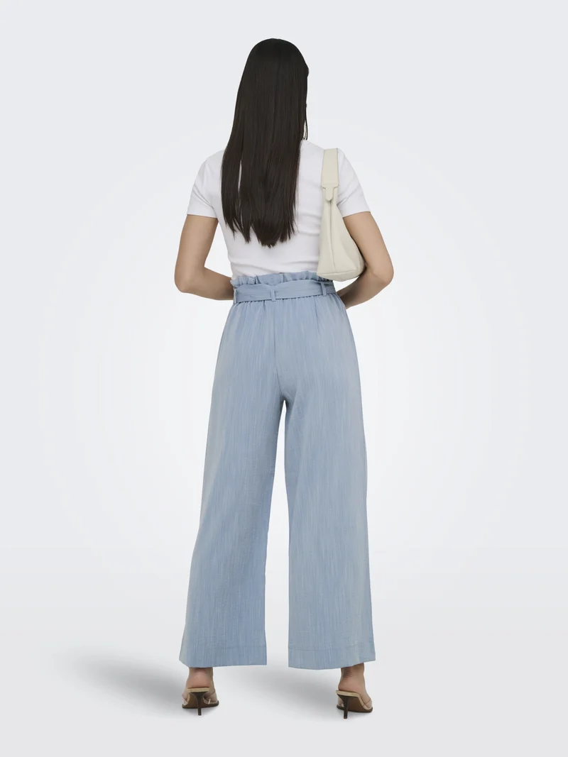 ONLMARSA SOLID PAPERBAG PANT WVN NO, Faded Denim/MELANGE