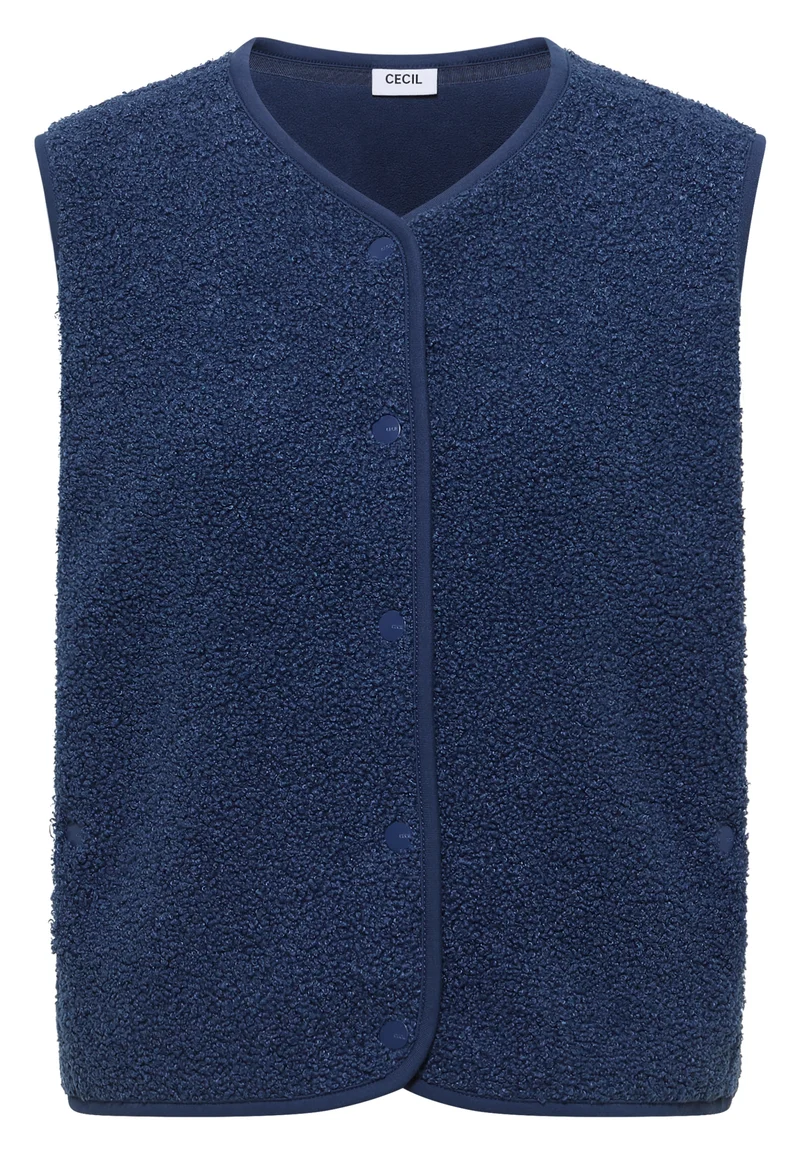 NOS Curly Fake Wool Vest, sporty denim blue