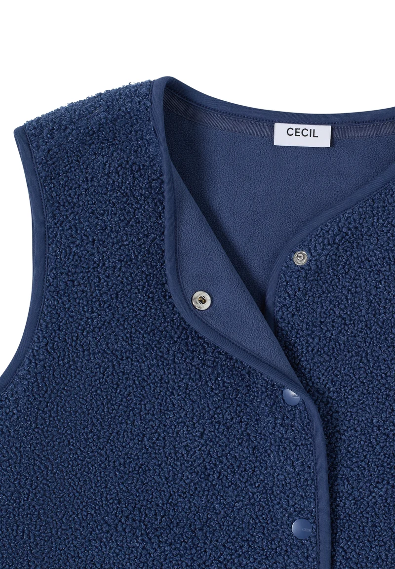NOS Curly Fake Wool Vest, sporty denim blue