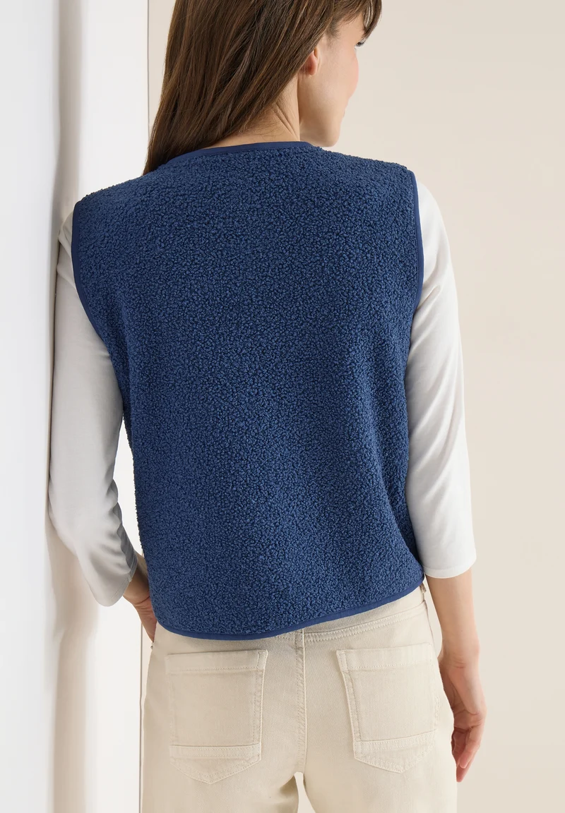 NOS Curly Fake Wool Vest, sporty denim blue