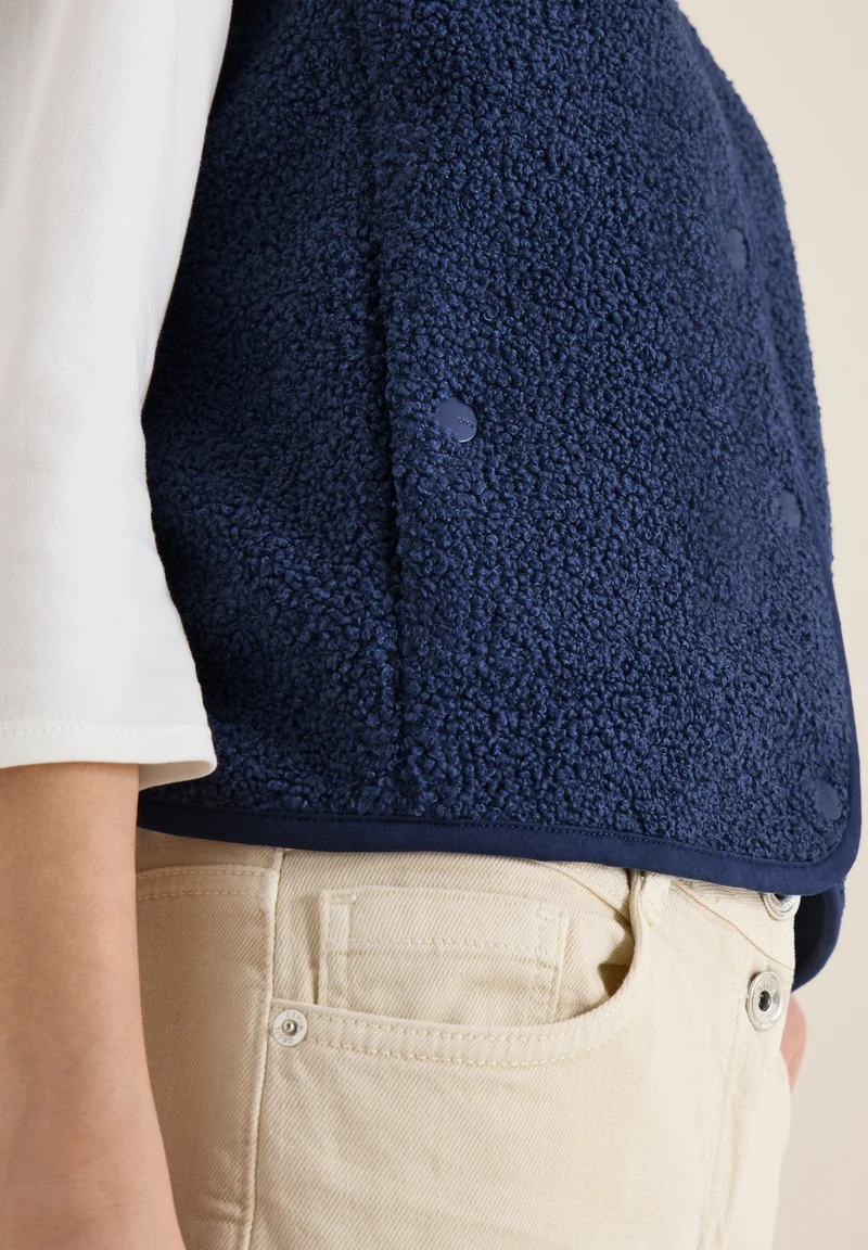 NOS Curly Fake Wool Vest, sporty denim blue