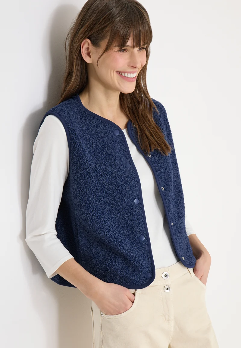 NOS Curly Fake Wool Vest, sporty denim blue