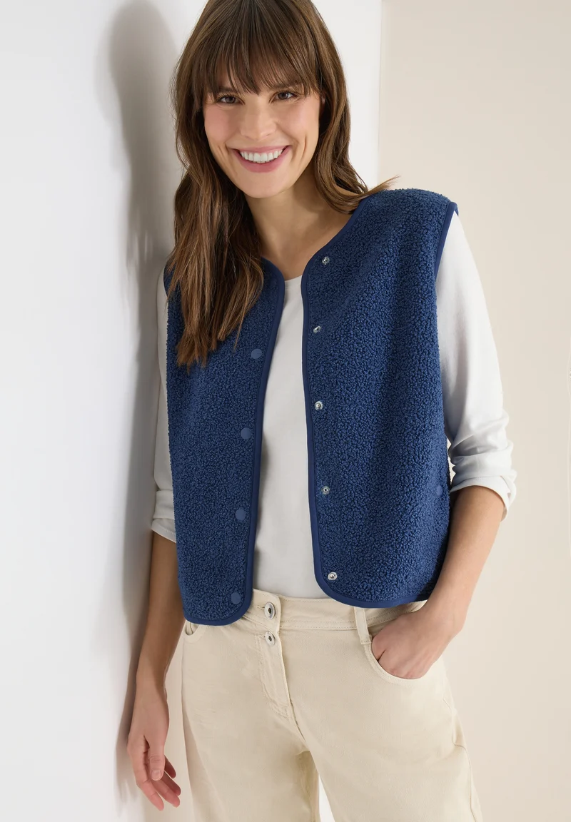 NOS Curly Fake Wool Vest, sporty denim blue