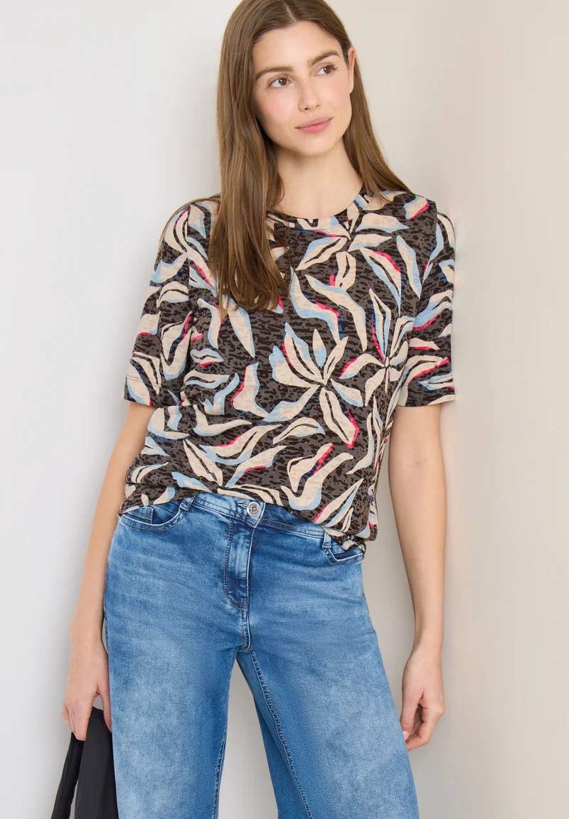 TOS Multi AOP Burnout Shirt, macchiato brown