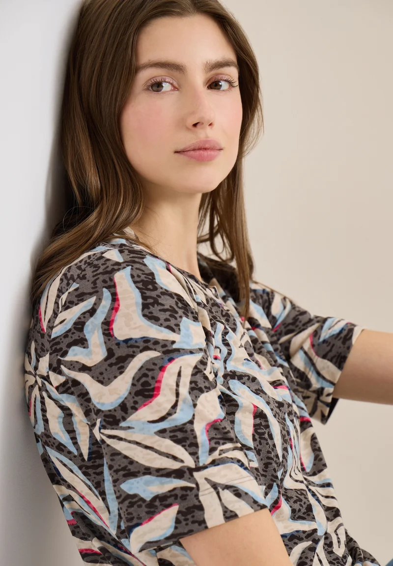 TOS Multi AOP Burnout Shirt, macchiato brown