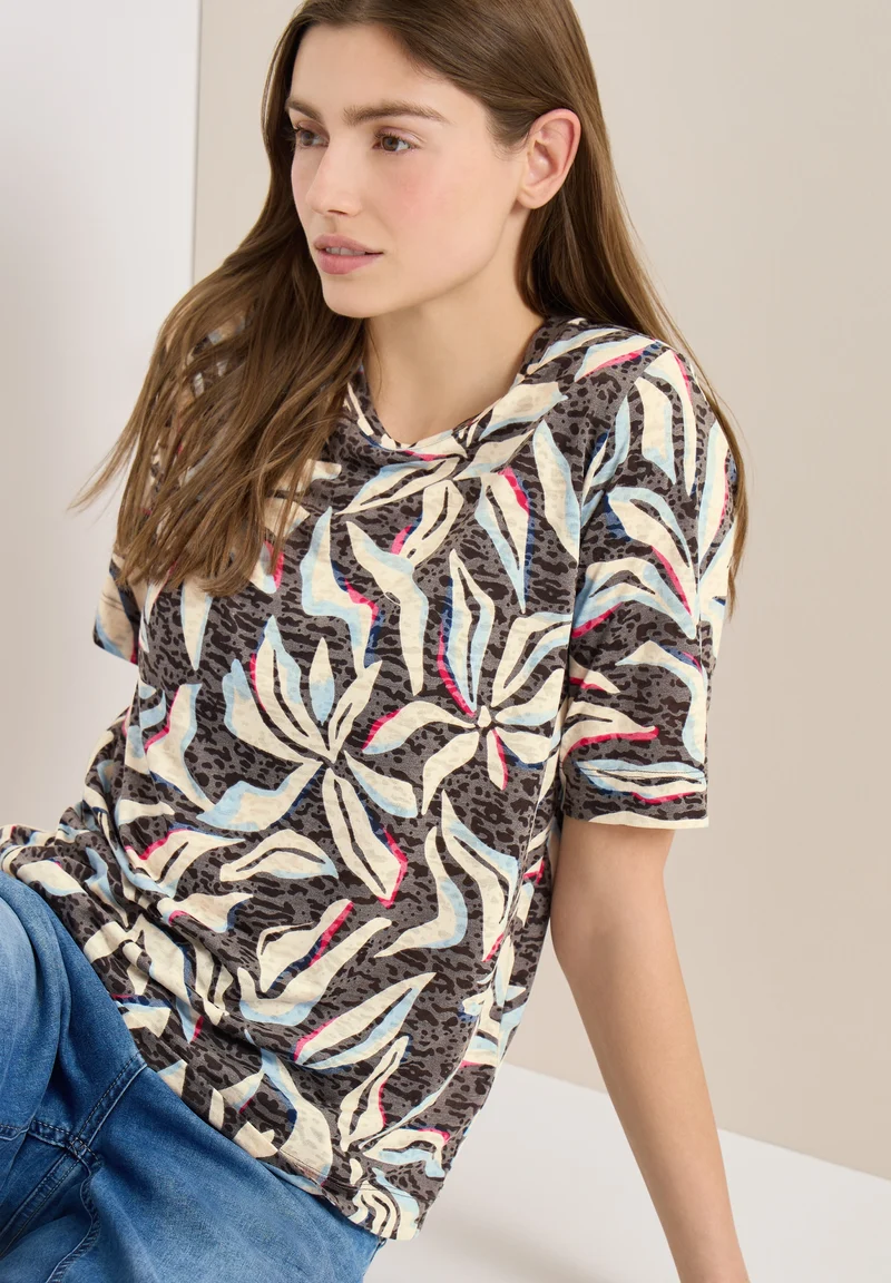 TOS Multi AOP Burnout Shirt, macchiato brown