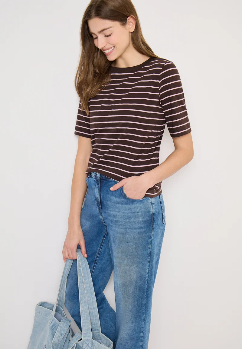 NOS Striped Slubyarn Shirt, macchiato brown