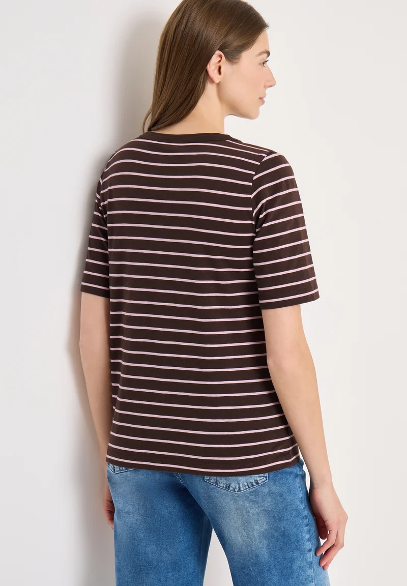 NOS Striped Slubyarn Shirt, macchiato brown