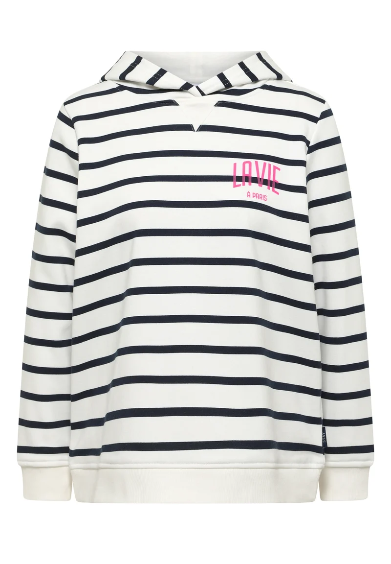 TOS Striped Hoody w. Chest Pri, universal blue