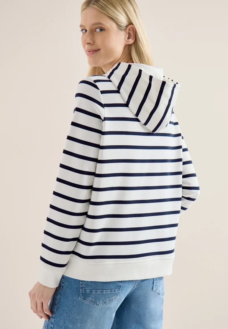 TOS Striped Hoody w. Chest Pri, universal blue