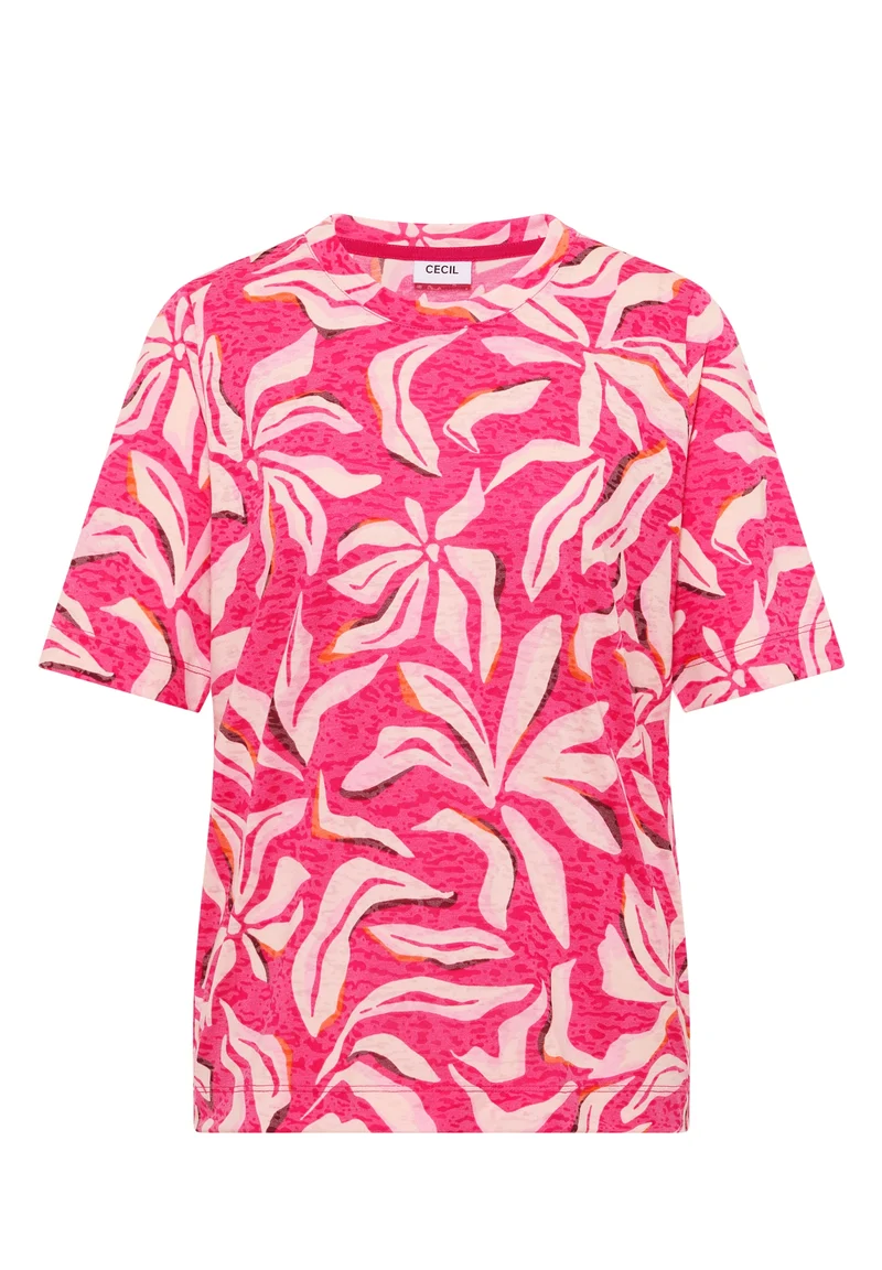 TOS Multi AOP Burnout Shirt, beetroot pink