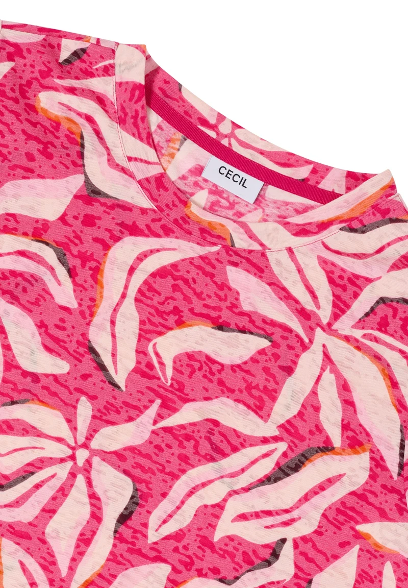 TOS Multi AOP Burnout Shirt, beetroot pink