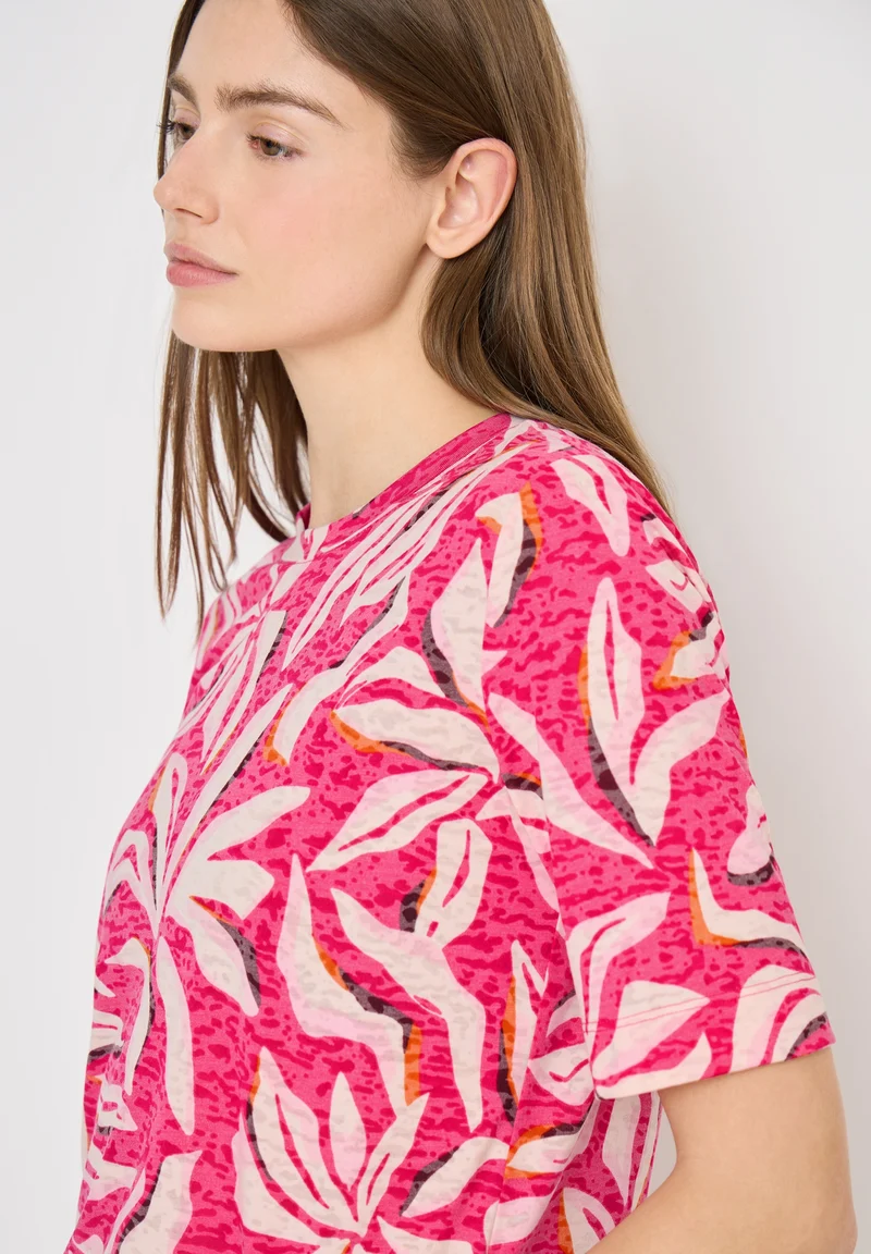 TOS Multi AOP Burnout Shirt, beetroot pink