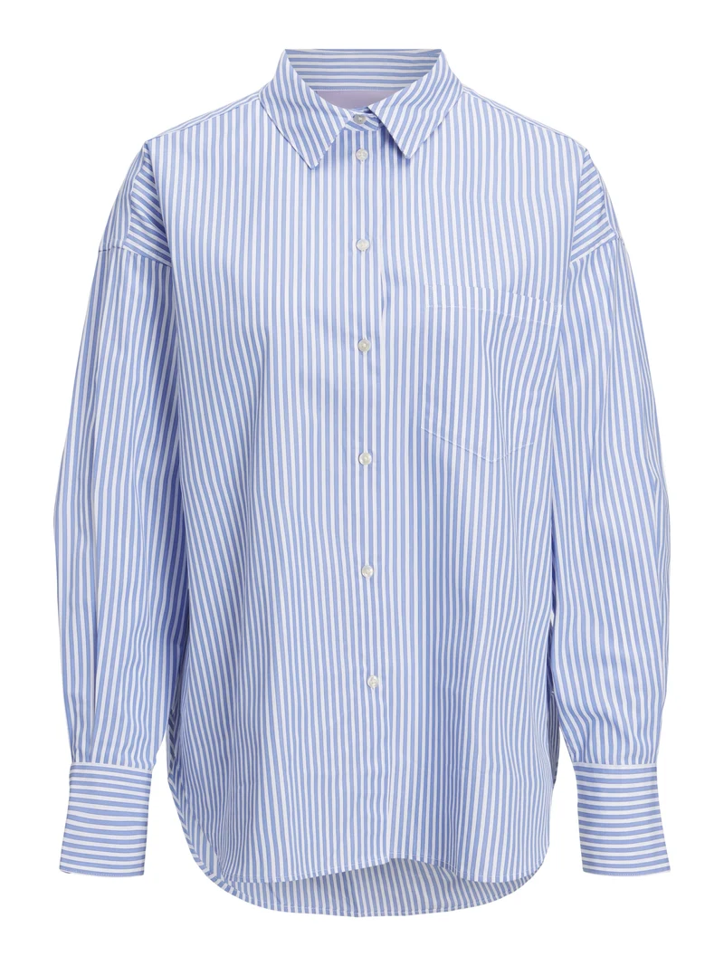 JXJAMIE LS RELAXED POPLIN SHIRT WVN, Navy Blazer/Stripes