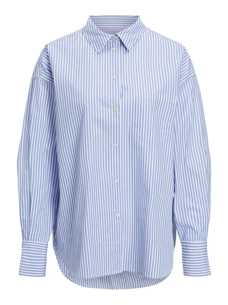 JXJAMIE LS RELAXED POPLIN SHIRT WVN, Navy Blazer/Stripes