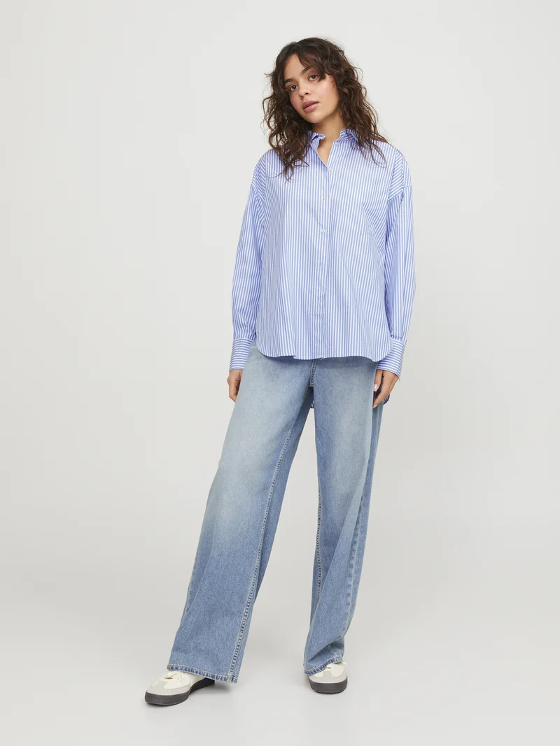 JXJAMIE LS RELAXED POPLIN SHIRT WVN, Navy Blazer/Stripes