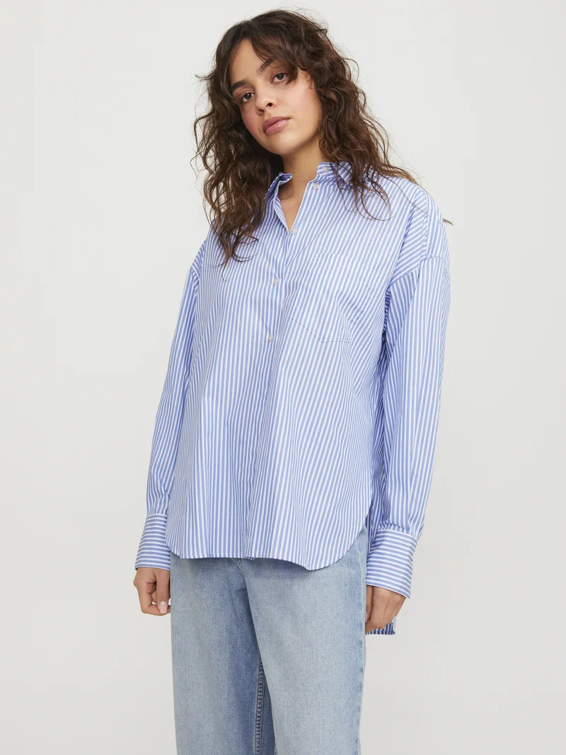 JXJAMIE LS RELAXED POPLIN SHIRT WVN, Navy Blazer/Stripes