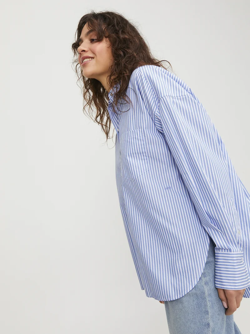 JXJAMIE LS RELAXED POPLIN SHIRT WVN, Navy Blazer/Stripes
