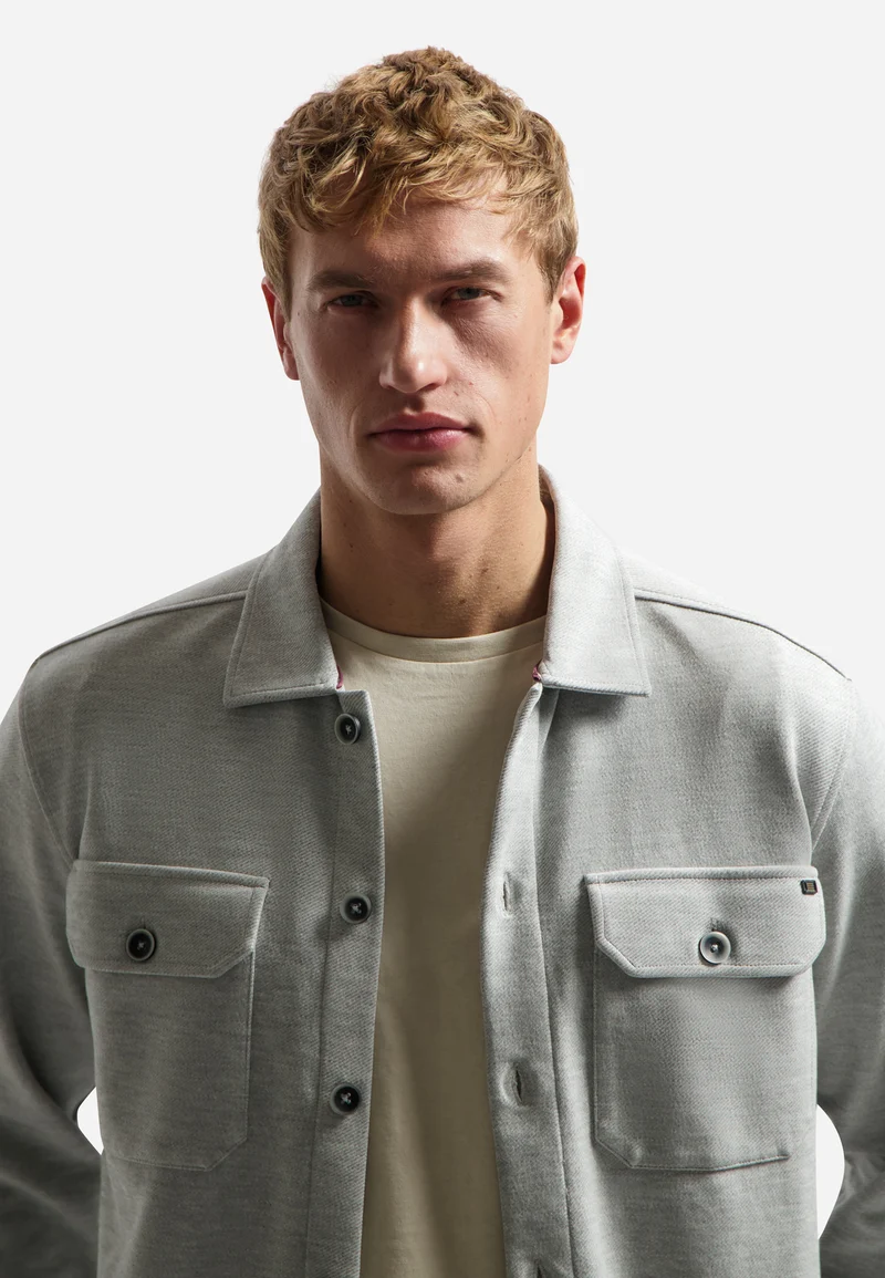 Overshirt Jersey Twill, Grey Melange