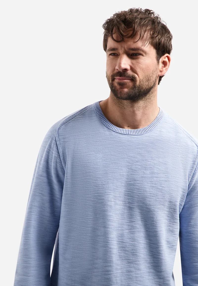 Pullover Crewneck Garment Dyed + Stone Washed, Blue