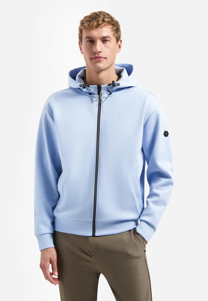Sweater Full Zipper Hooded Interlock, Blue