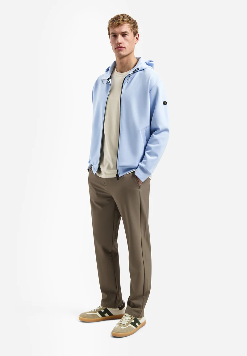 Sweater Full Zipper Hooded Interlock, Blue